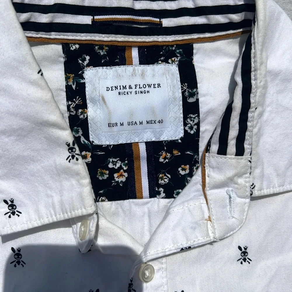 Denim & Flower White Patterned Casual Shirt - Picture 2 of 4